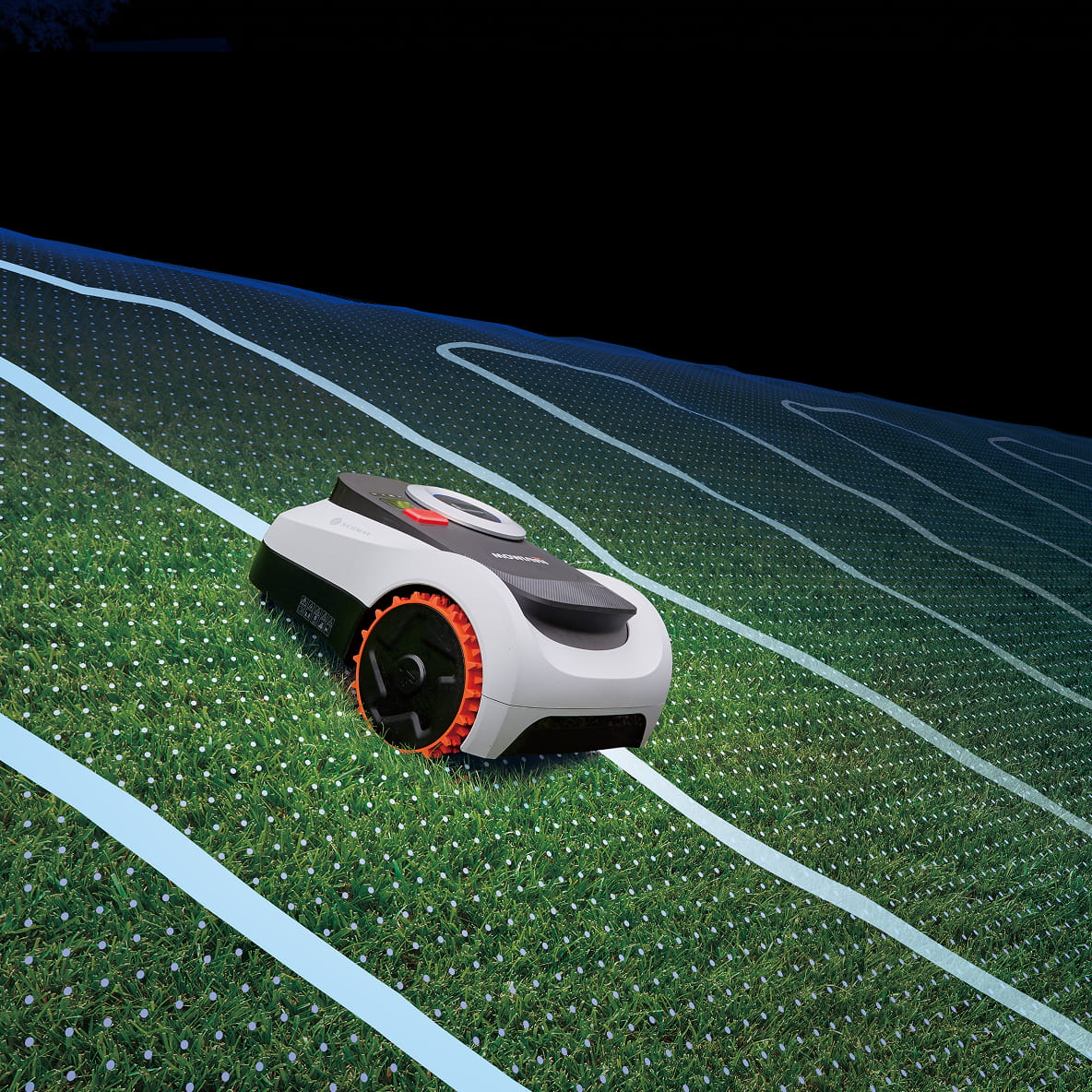 Navimow i2 LiDAR robot lawn mower on the green grass.