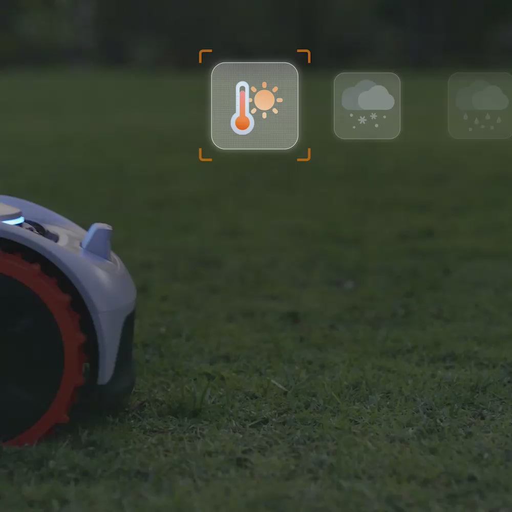 Load video: <p>Actively monitors real-time weather forecasts to ensure mowing happens under optimal conditions. Upon detecting significant weather changes, it automatically pauses mowing and returns to the charging dock, protecting lawns from wet grass damage and encouraging healthier, scientifically managed care.</p>