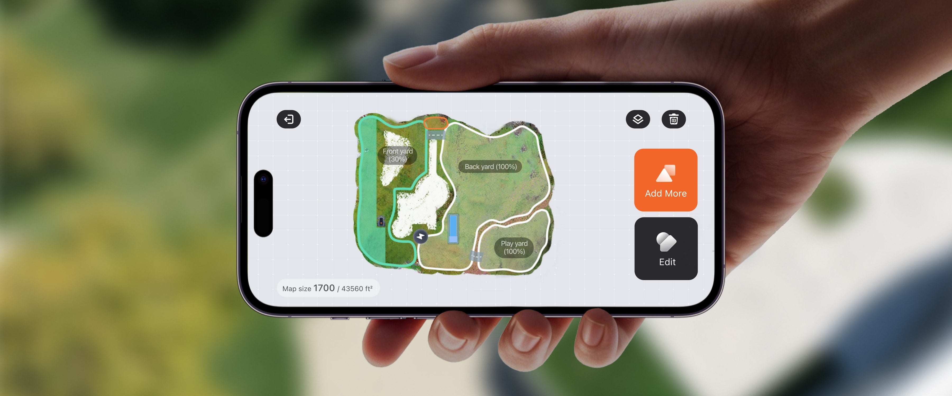 set up multiple mowing zone on mobile phone