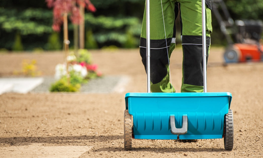Lawn overseeding with spreader for Segway Navimow yard prep