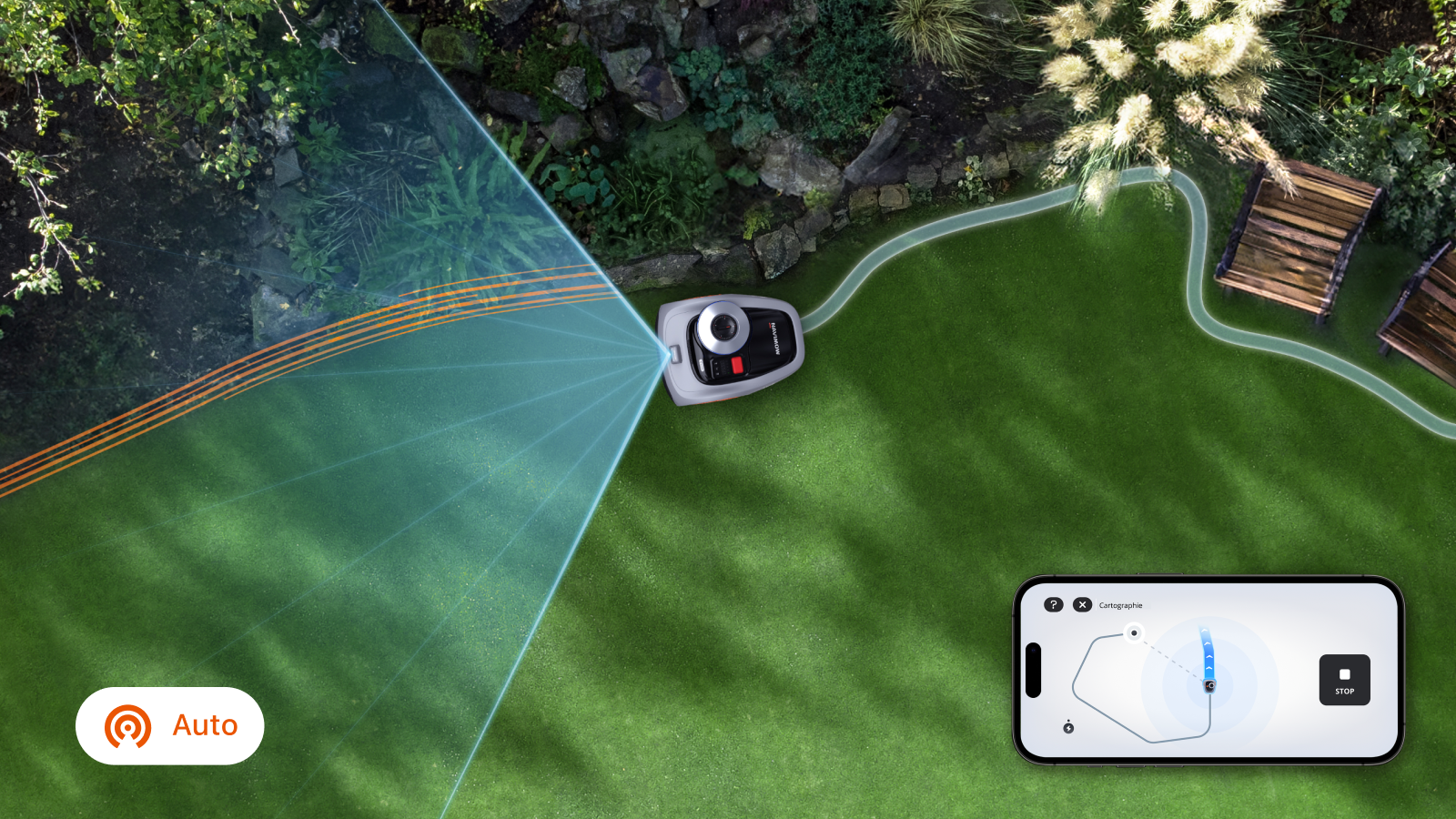 Segway Navimow i Series smart mower auto-mapping on lawn
