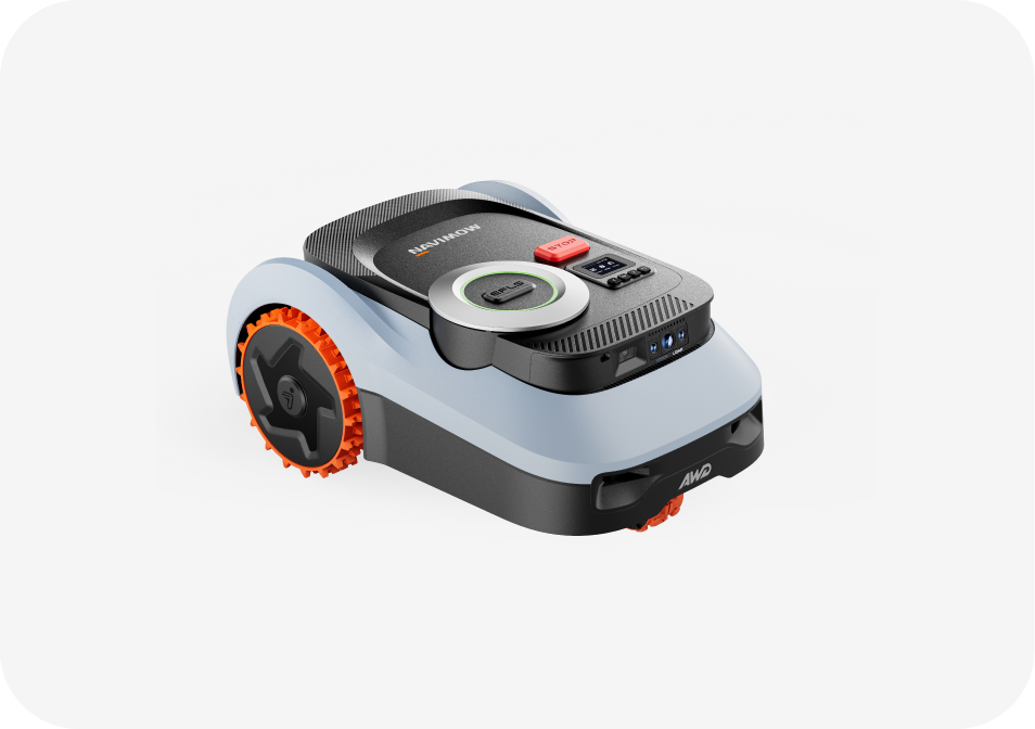 Navimow AWD robot lawn mower is shown on white background.