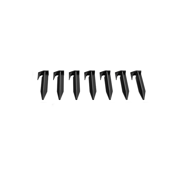 Seven black plastic pegs for Navimow i105 robot lawn mower