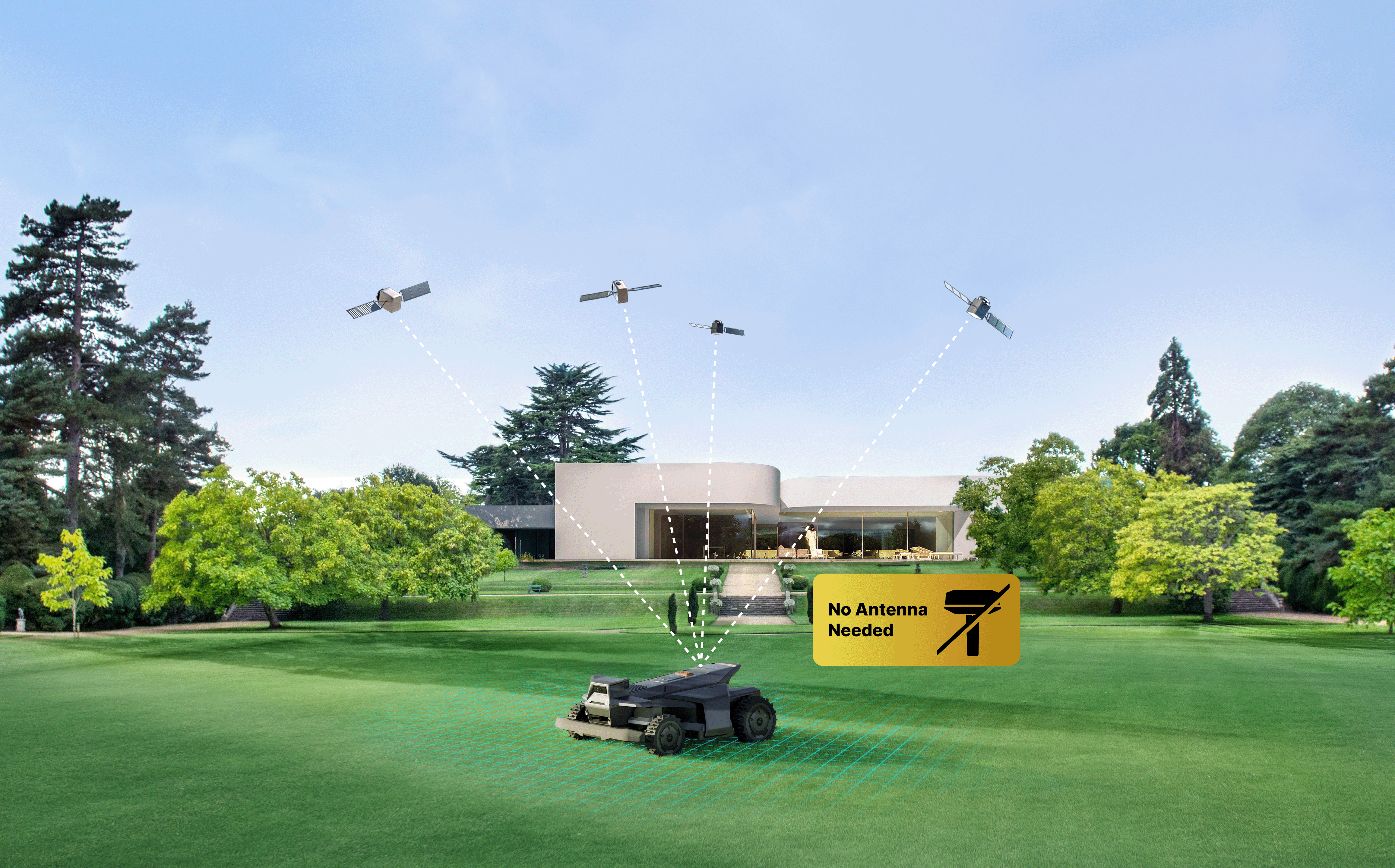 Segway Navimow i110N robot lawn mower is mowing the grass.