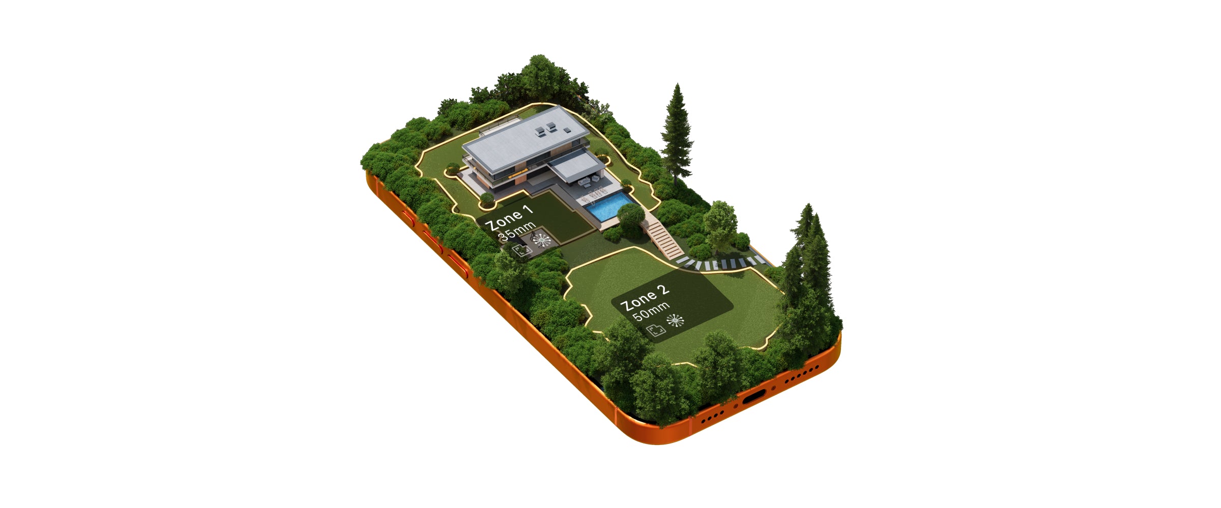 <p><strong>Map Your Yard Without the Walk.</strong> GeoSketch™ generates a digital 3D model of your complex landscape. Intuitively edit boundaries from a bird's-eye view right in the app—say goodbye to the exhausting chore of walking the perimeter to map tricky corners.</p>