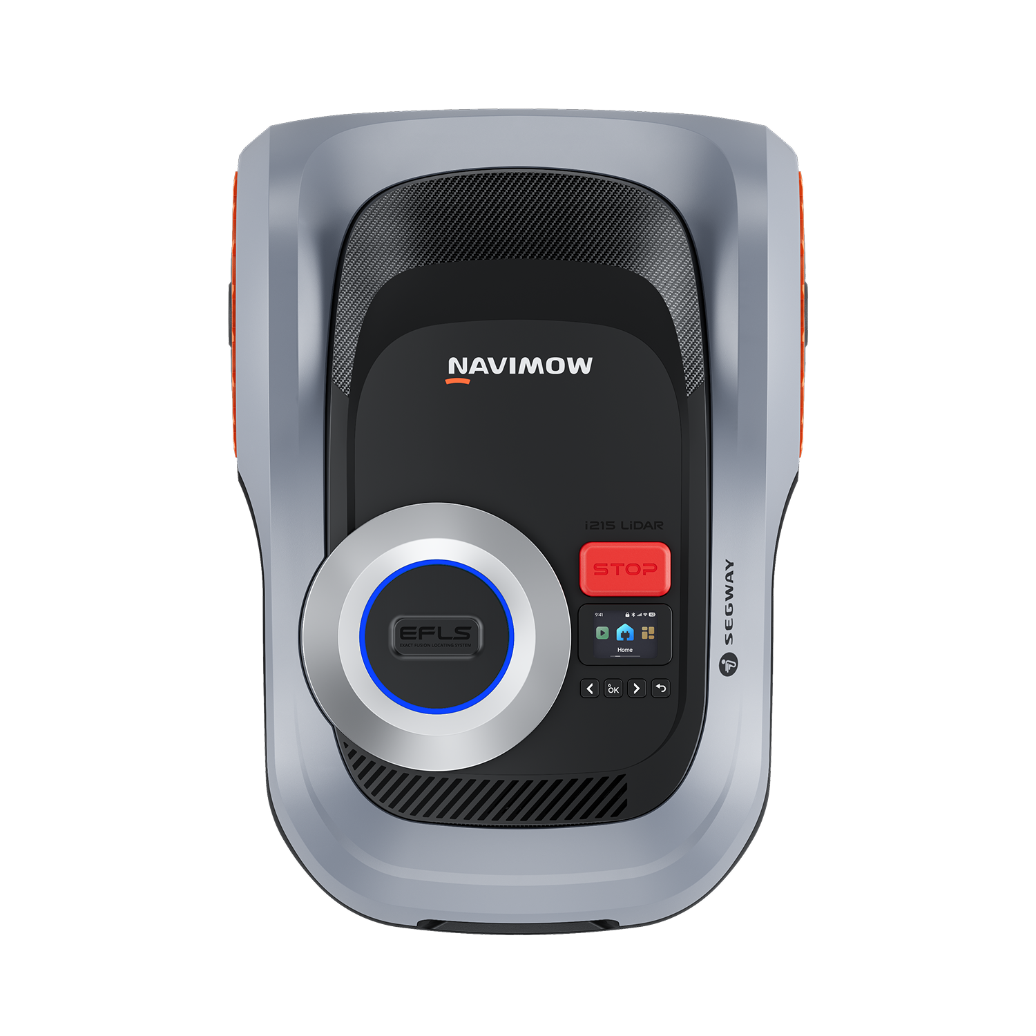 Segway Navimow robot lawn mower top view, smart navigation design