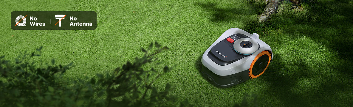 Navimow i2 AWD robot lawn mower mows the lush green grass.