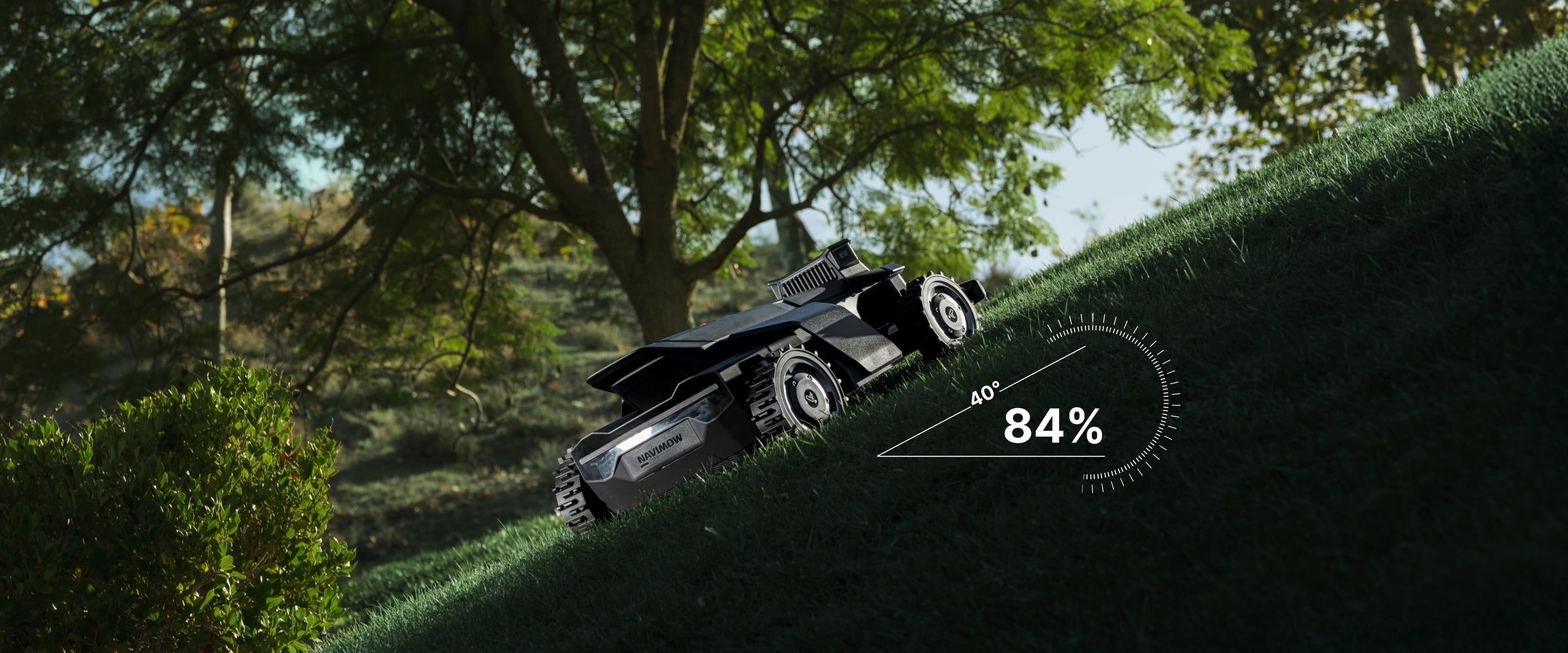 <p>Up to 84% (40°) with ease, going where other mowers simply stop.¹</p>