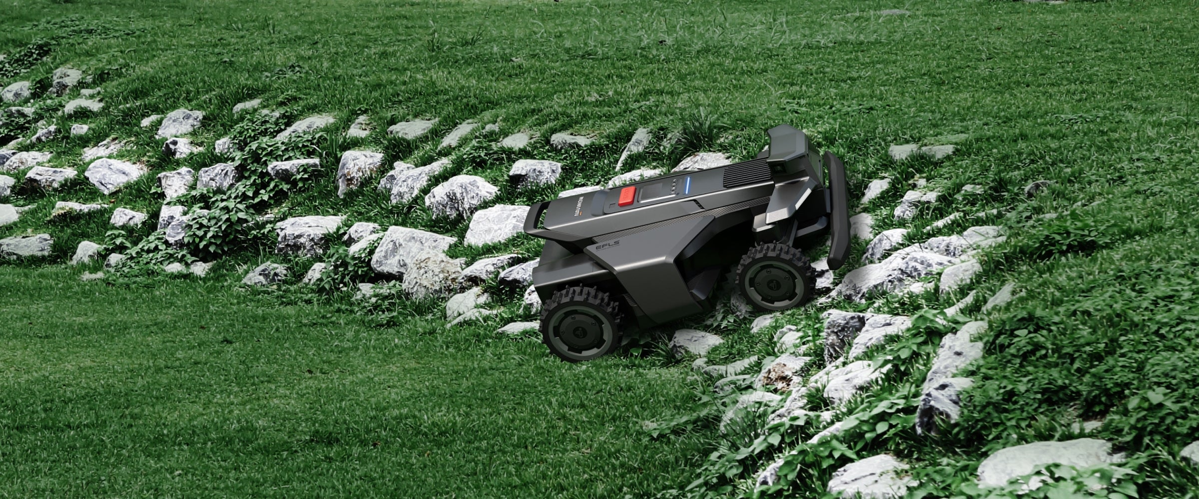 <p>5:5 axle weight distribution keeps the mower stable on steep slopes.</p>